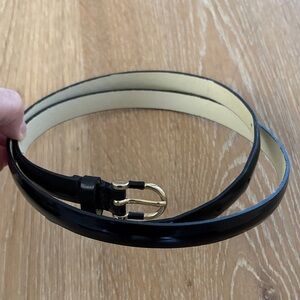 J crew Black Patent Skinny Women’s Belt with Gold Buckle size medium